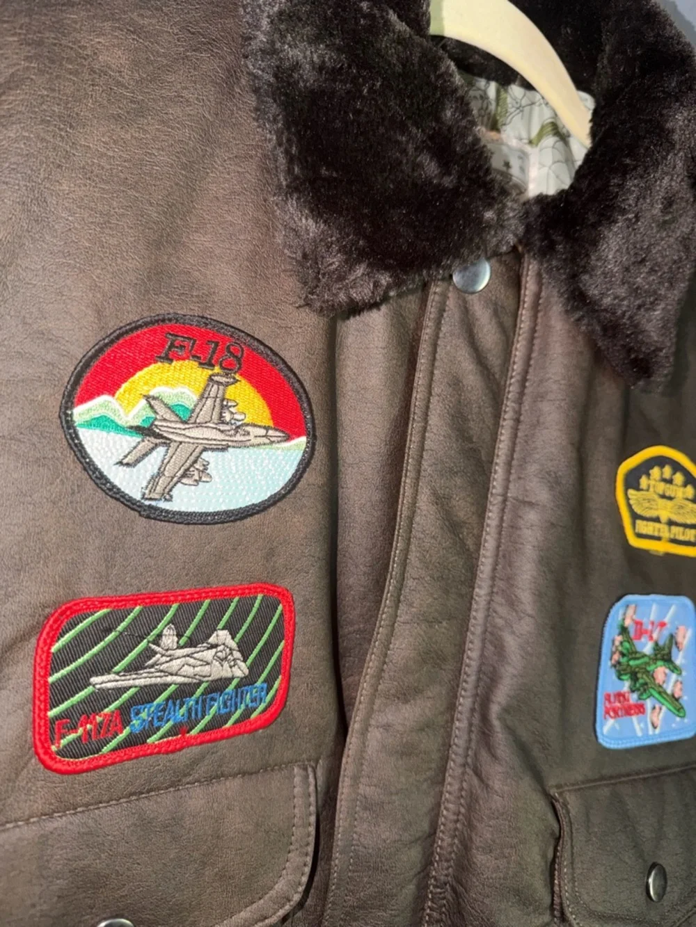 Boys Brown Bomber Jacket with Patch Details